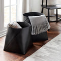 Azad Tall Leather Storage Bins - Black