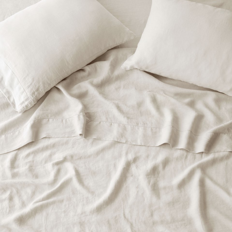 Stonewashed Linen Curated Bed Bundle - Sage/Graphite Stripe