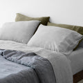 Stonewashed Linen Curated Bed Bundle - Sage/Graphite Stripe