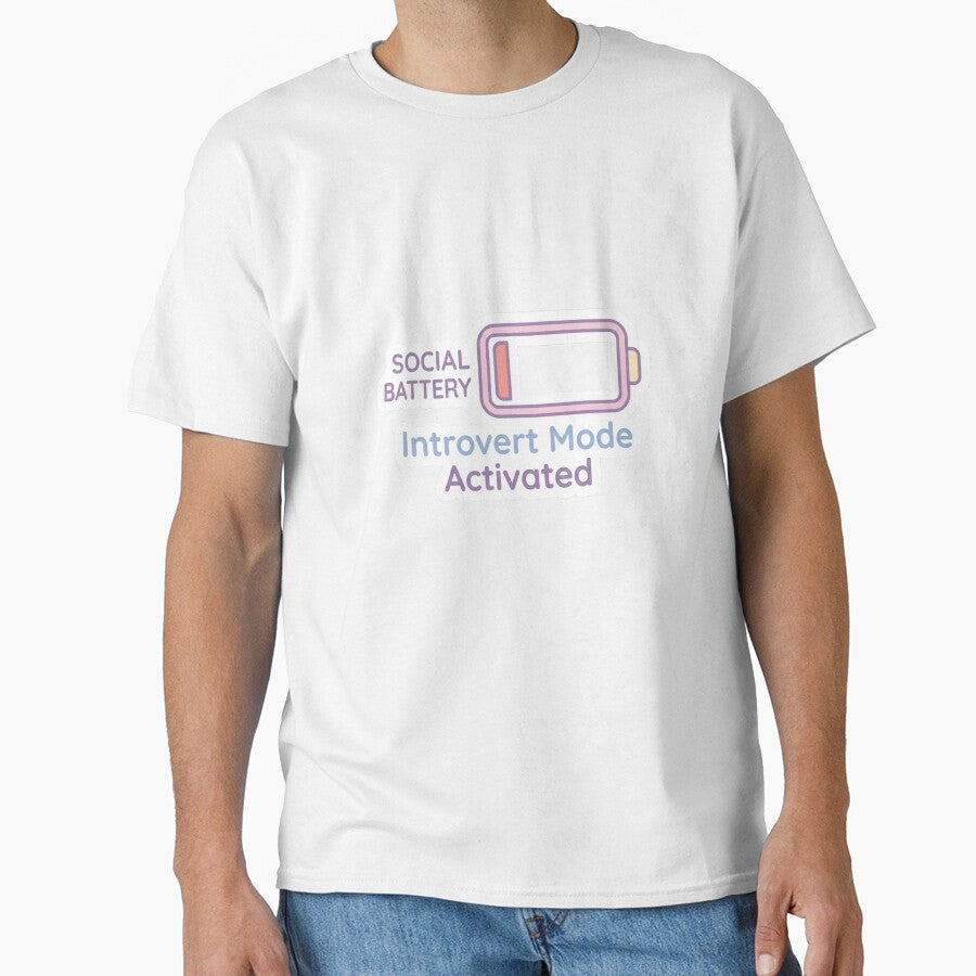 Introvert Mode Activated Funny Social Battery Sticker by CutePlix Unisex T-shirt, Sweatshirt, Hoodie, Long Sleeve Tee